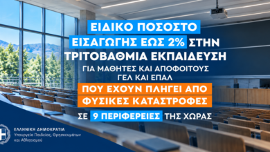 Πανελλήνιες 2026: Ειδικό ποσοστό εισαγωγής 2% στα ΑΕΙ για μαθητές σε Μάνδρα και Μέγαρα